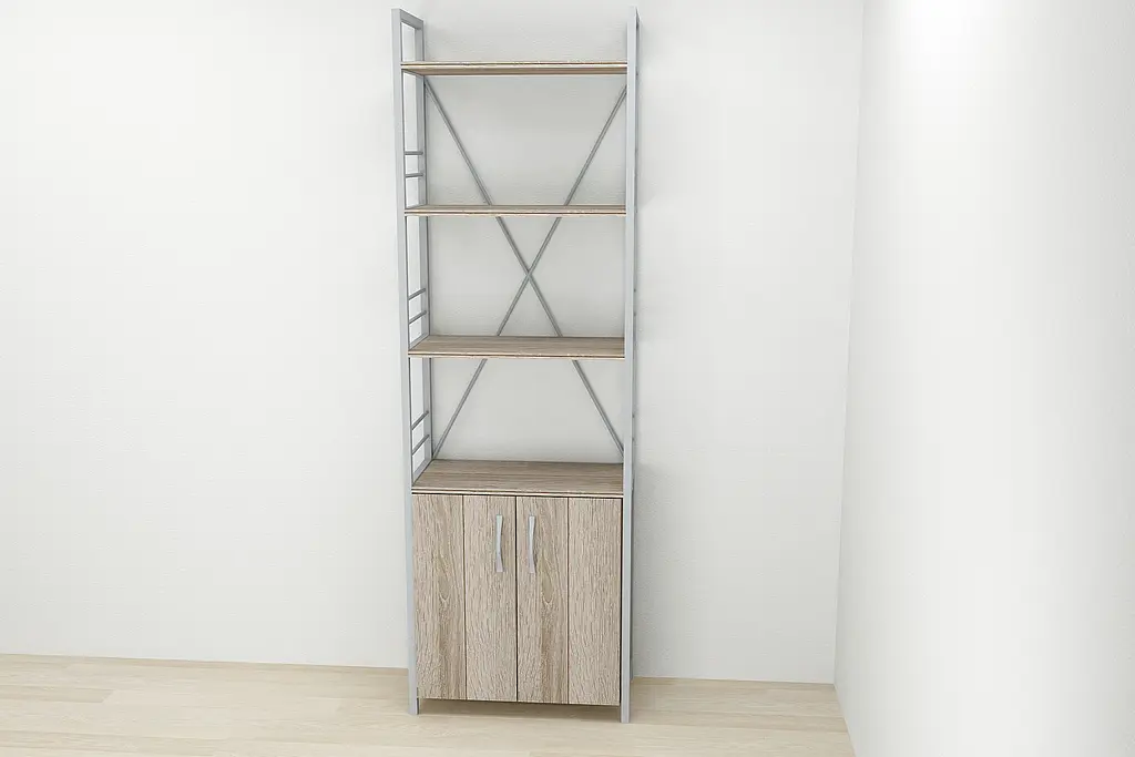 Этажерка 4/60 Ferrum-decor Серии Конект с тумбой 179x60x28 Серый ДСП Сонома Трюфель (FRD-102481) - фото 3