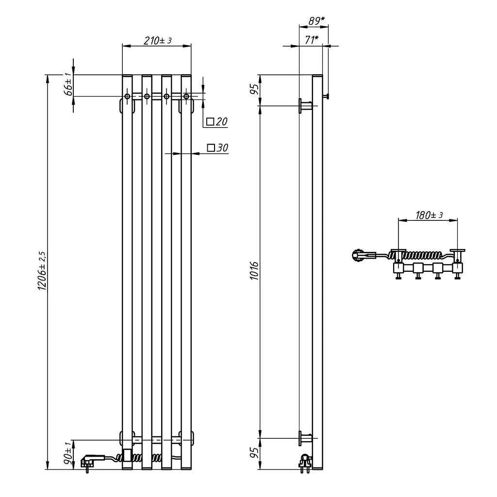 Электрический полотенцесушитель Navin Levante 210x1200 Sensor правая, белый бархат 12-212033-4860, Белый матовый, Правое, Электронный - фото 5