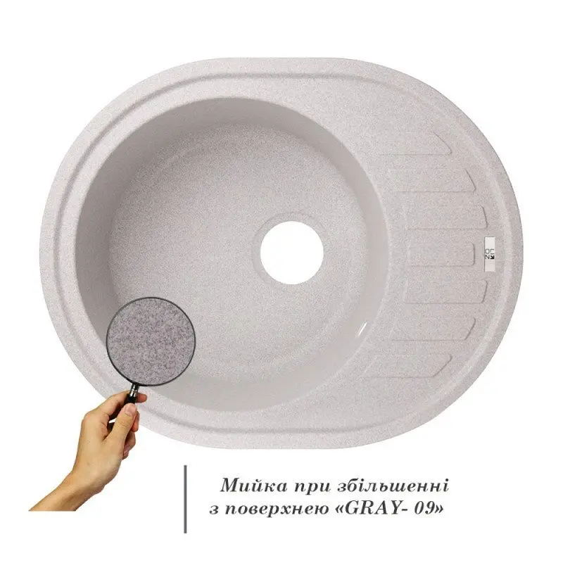 Кухонна мийка Lidz 620x500/200 GRA-09 (LIDZGRA09615500200), Сірий - фото 3