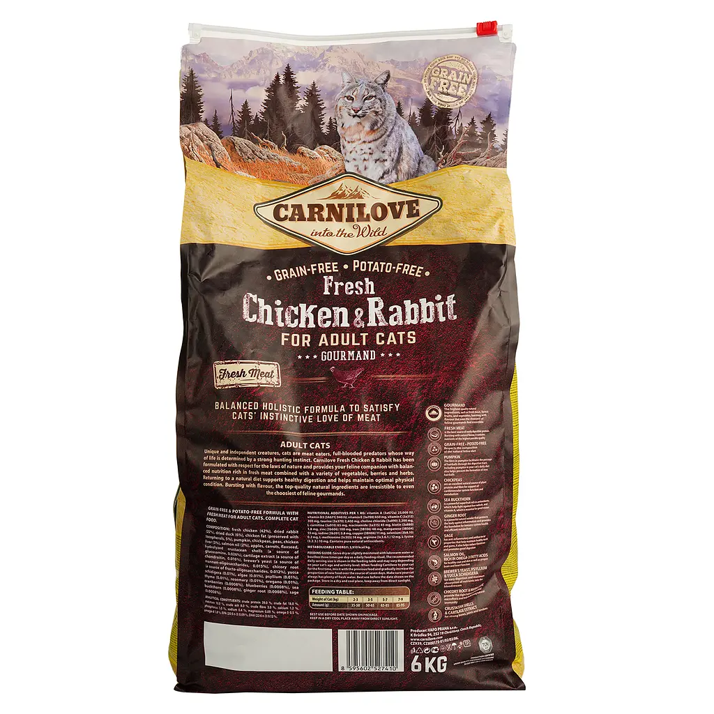 Сухой корм для взрослых кошек Carnilove Fresh Chicken & Rabbit for Adult cats с курицей и кроликом 6 кг - фото 4
