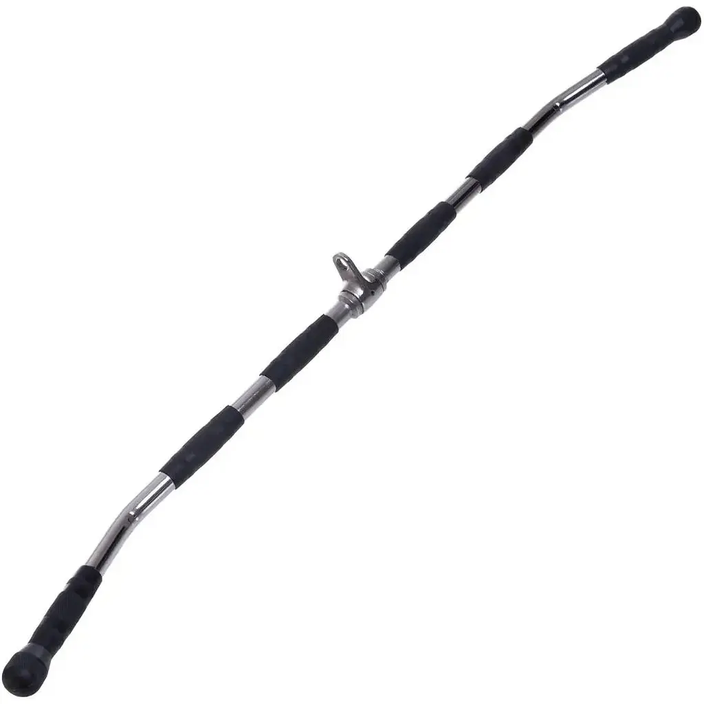 Ручка для верхньої тяги York Fitness 122см вигнута з гумовими рукоятками, хром - фото 2