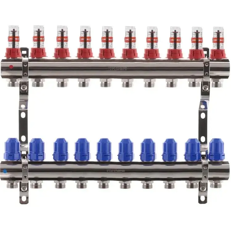 Колекторний блок з витратомірами Koer KR.1110-10 1"x10 ways KR2647