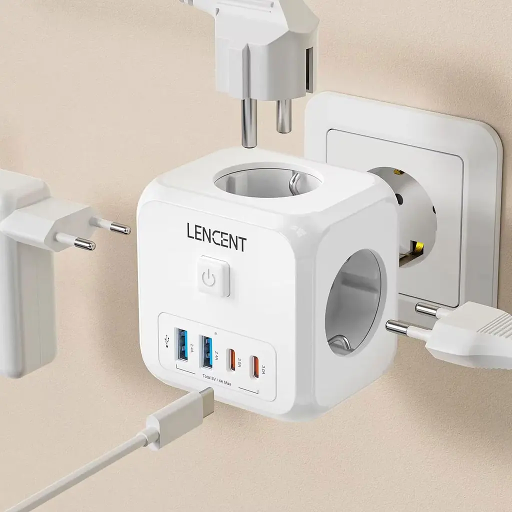 Мережевий фільтр трійник LENCENT | 3 розетки | 2 USB порта | 2 Type-С | швидка зарядка - фото 2