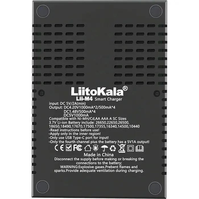Зарядное устройство для аккумуляторов LiitoKala Lii-M4 (Li-ion IMR LiFe+NiMH) + Рower bank + Type-C - фото 2