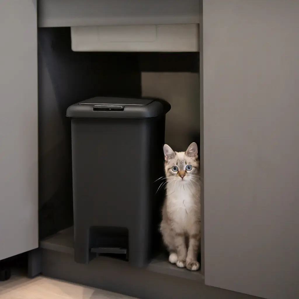 Відро для сміття МВМ My Home з кришкою та педаллю антрацит 10 л (BIN-01 10L ANTHRACITE) - фото 11