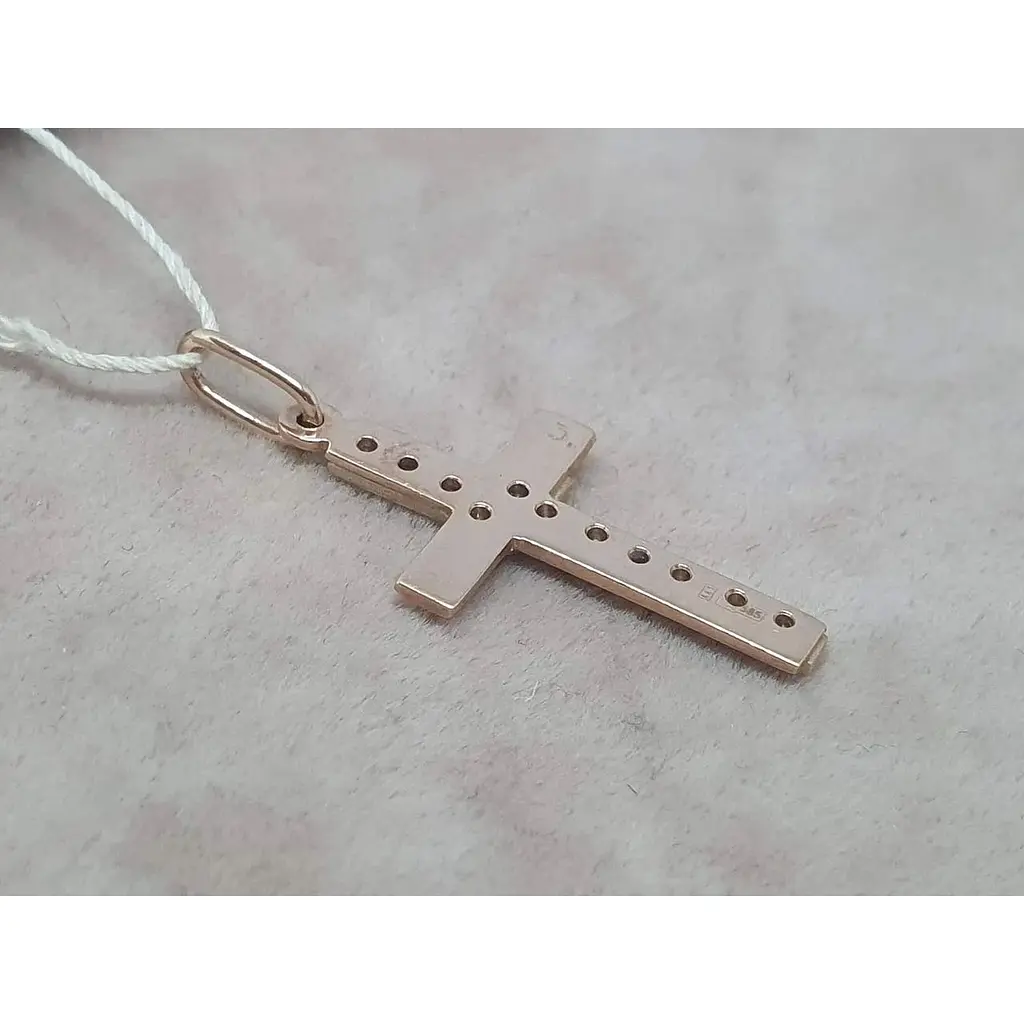 Золотий хрестик ЮЗ "Багет" з діамантами. 2В410320536/21 - фото 3