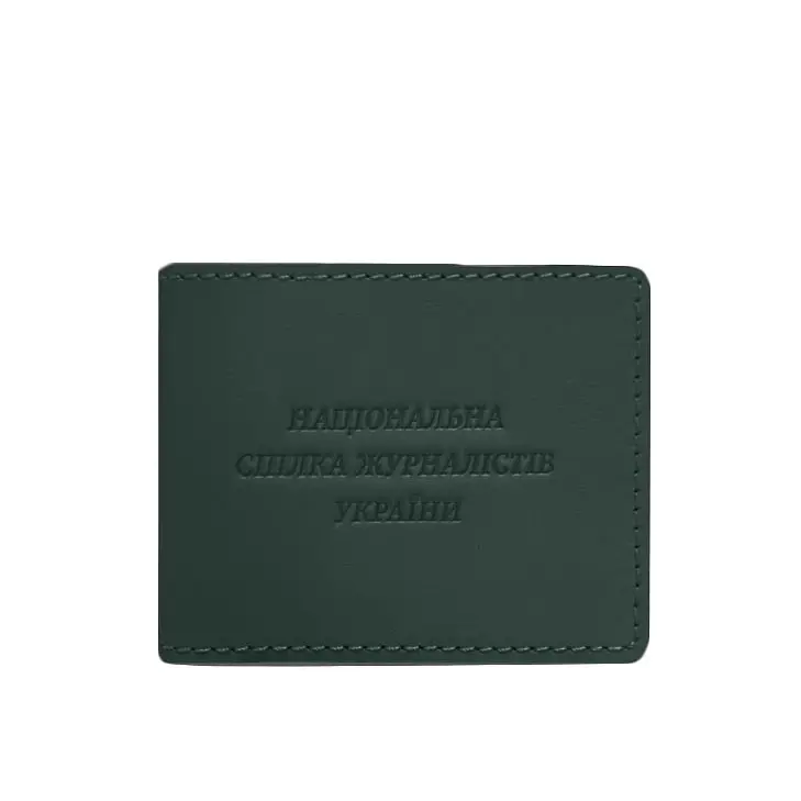 Кожаная обложка для удостоверения журналиста зеленая Crazy Horse - фото 6