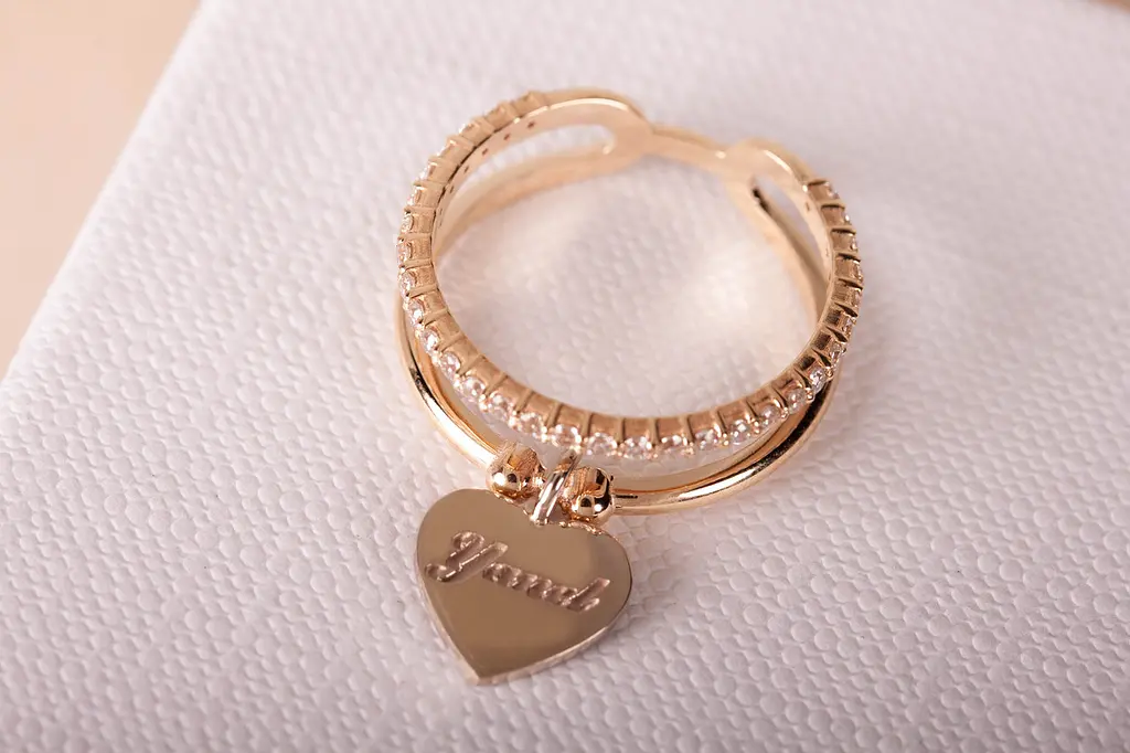 Каблучка з жовтого і білого золота з сердечком 18 K-0245 - фото 5