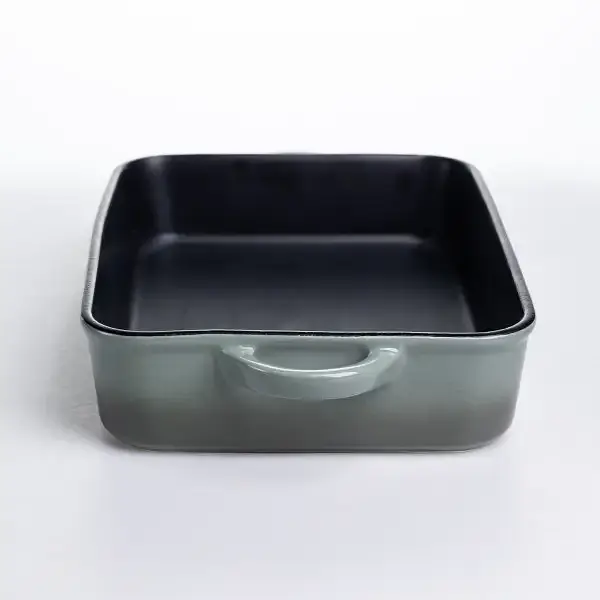 Форма для запікання фарфорова Yiwu KS-624 чорна прямокутна з ручками 29.5х23.5х6.5 см - фото 2