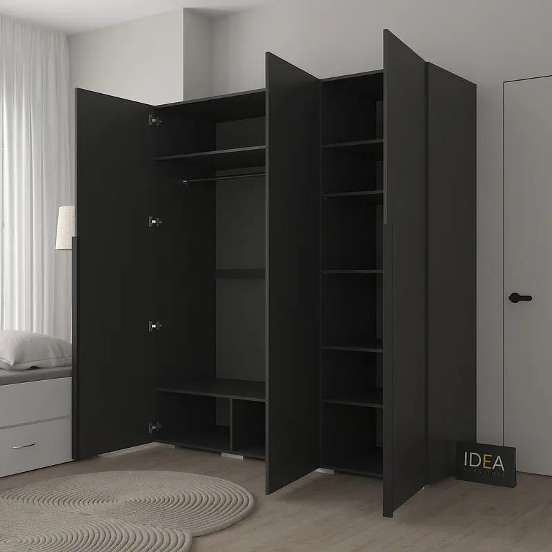 Шафа для одягу 3-дверна 180 см Idea Д-123 Антрацит - фото 2