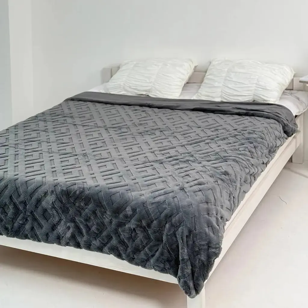 Плед Dushka Home Королівська Шиншила Ромб 20995 200х230 см темно-сірий