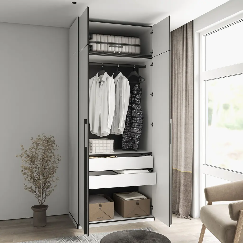 Шафа для одягу Flamecame у спальню зі штангою на 2 двері FR-14 Бетон Темний - фото 6