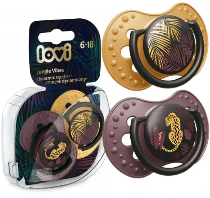 Пустушка силіконова Lovi Jungle Vibes Girl, динамічна, 6-18 міс, 2 шт., коричневий з жовтим (22/903girl) - фото 3