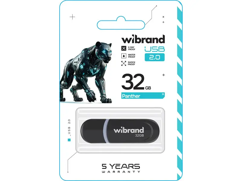 Флешка Wibrand 32 GB Panther Black USB 2.0 (WI2.0/PA32P2B) - фото 2