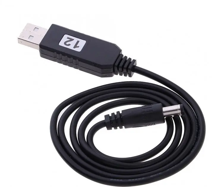 Кабель перетворювач напруги з USB 5V на DC 12V (5.5/2.1mm) 0.8м для модемів Wi-Fi роутерів хабів світильників від Power Bank UKC 12в