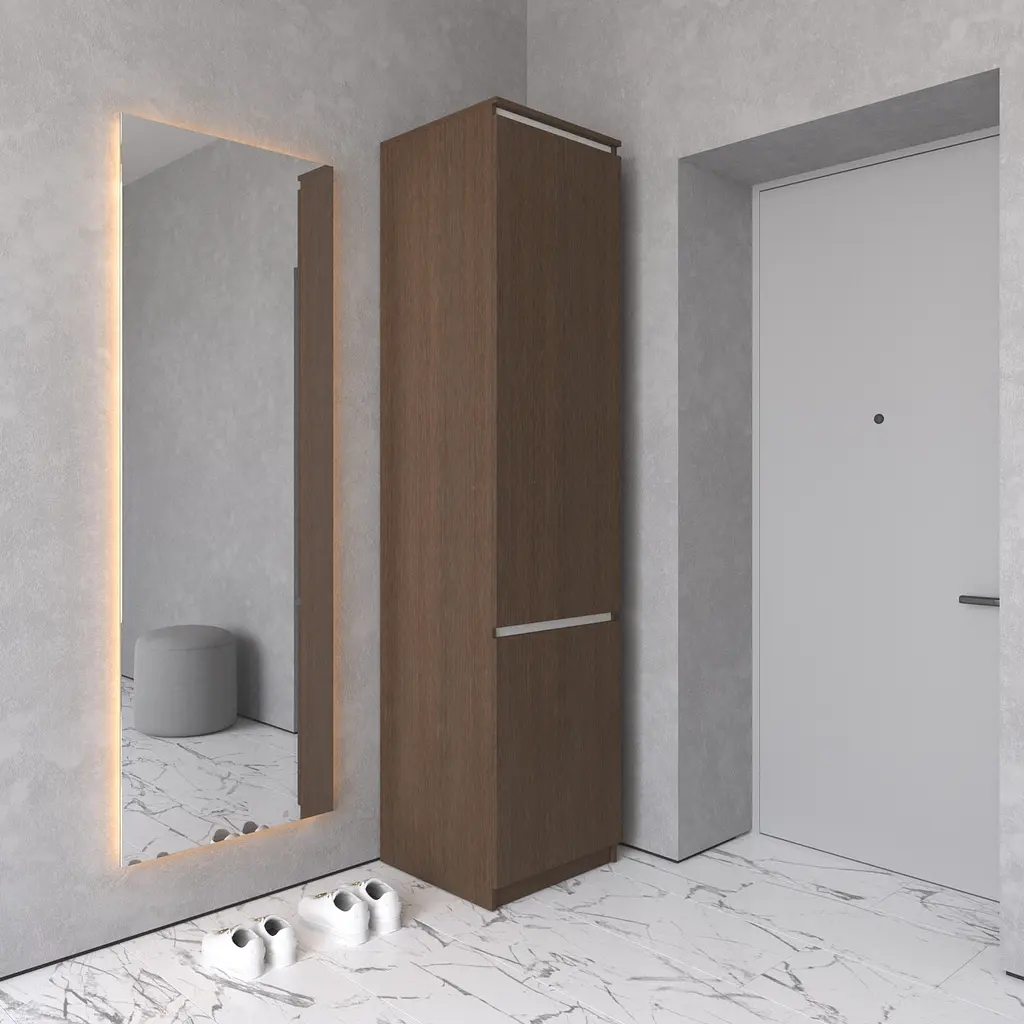 Шафа пенал Vays R-21, з полицями та штангою, без ручок, ЛДСП, 50×50×211 см - для одягу та взуття, в передпокій - фото 8