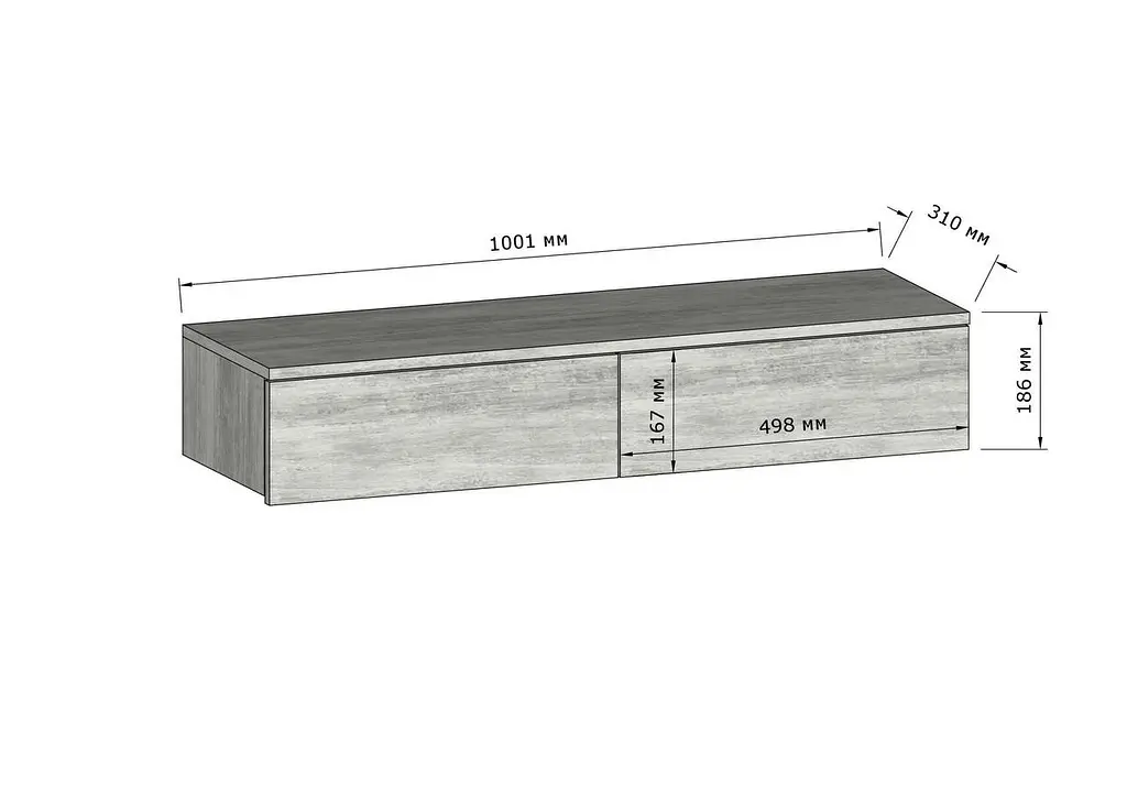 Столик туалетний підвісний Moreli T-226 бетон 1000x186x310 мм (mo-t226-beton) - фото 2