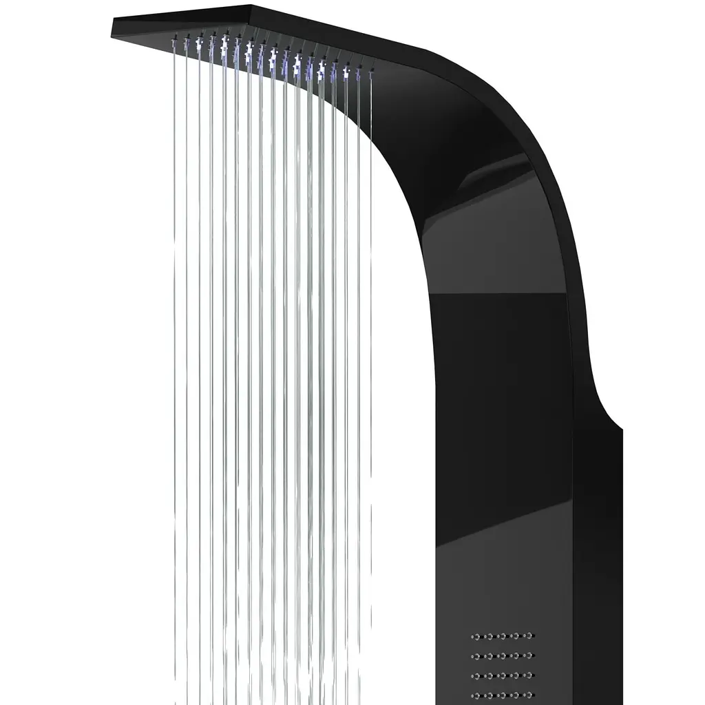 Душова панель Corsan Samsara black LED з термостатом S003TBLLED, Чорний матовий - фото 4