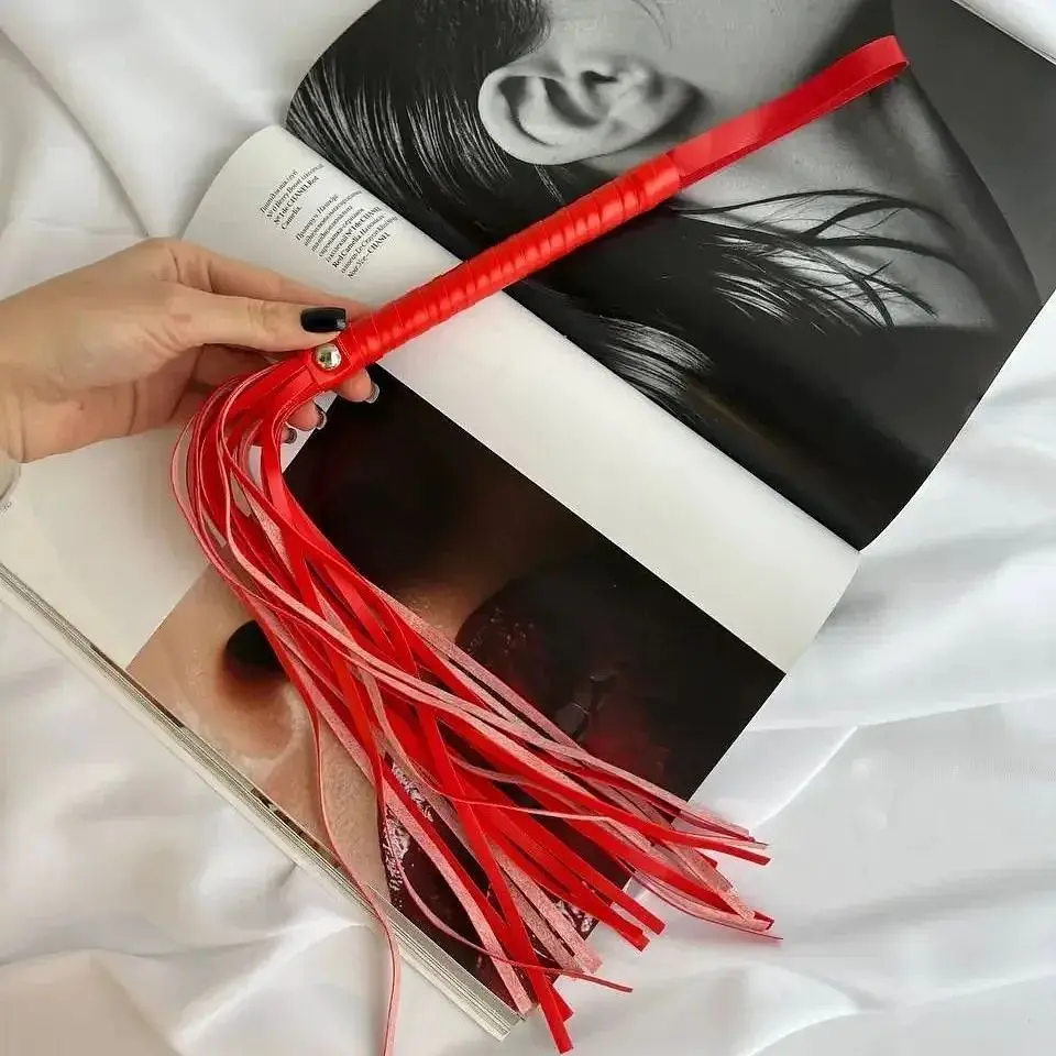 БДСМ-кнут (флогер) красного цвета длина 55 см - фото 2