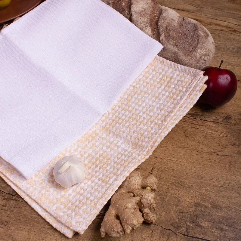 Набір вафельних рушників MirSon №607 White beige 50х30 см 2 шт. (2200006737049) - фото 3