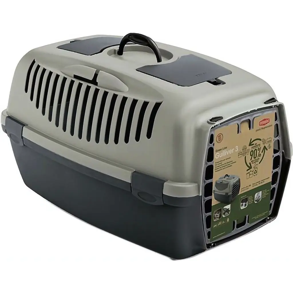 Переноска для тварин Stefanplast Gulliver 3 Green Line з пластиковими дверима до 10 кг сіро-зелена (97389) - фото 4