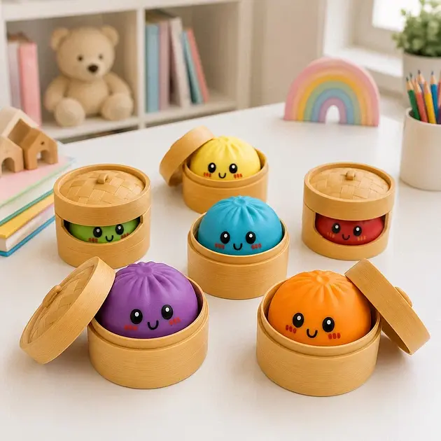 Сквіш пельмень сюрприз антистрес іграшка в кошику Squishy Bun Mystery - фото 4