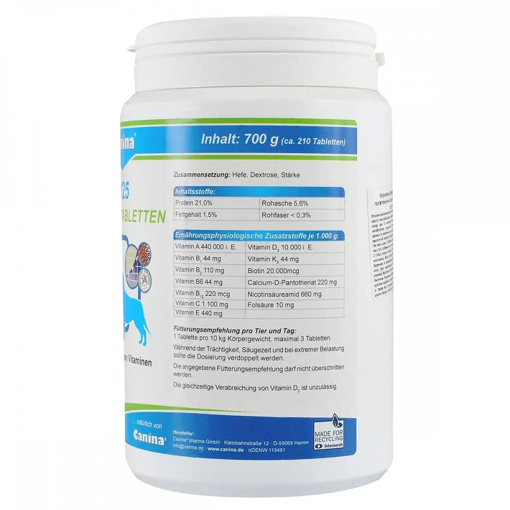 Вітаміни Canina V25 Vitamintabletten для собак, полівітамінний комплекс, 700 г (210 табл) - фото 4