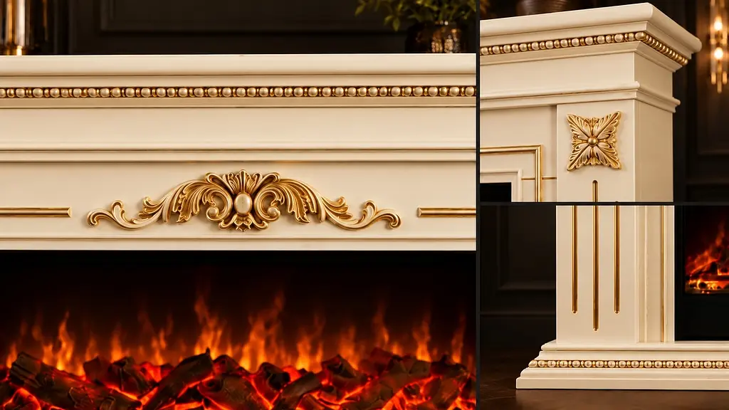 Електричний камін Nevada luxe Ivory 1500 Вт з порталом, звук потріскування дров (10080153) - фото 3