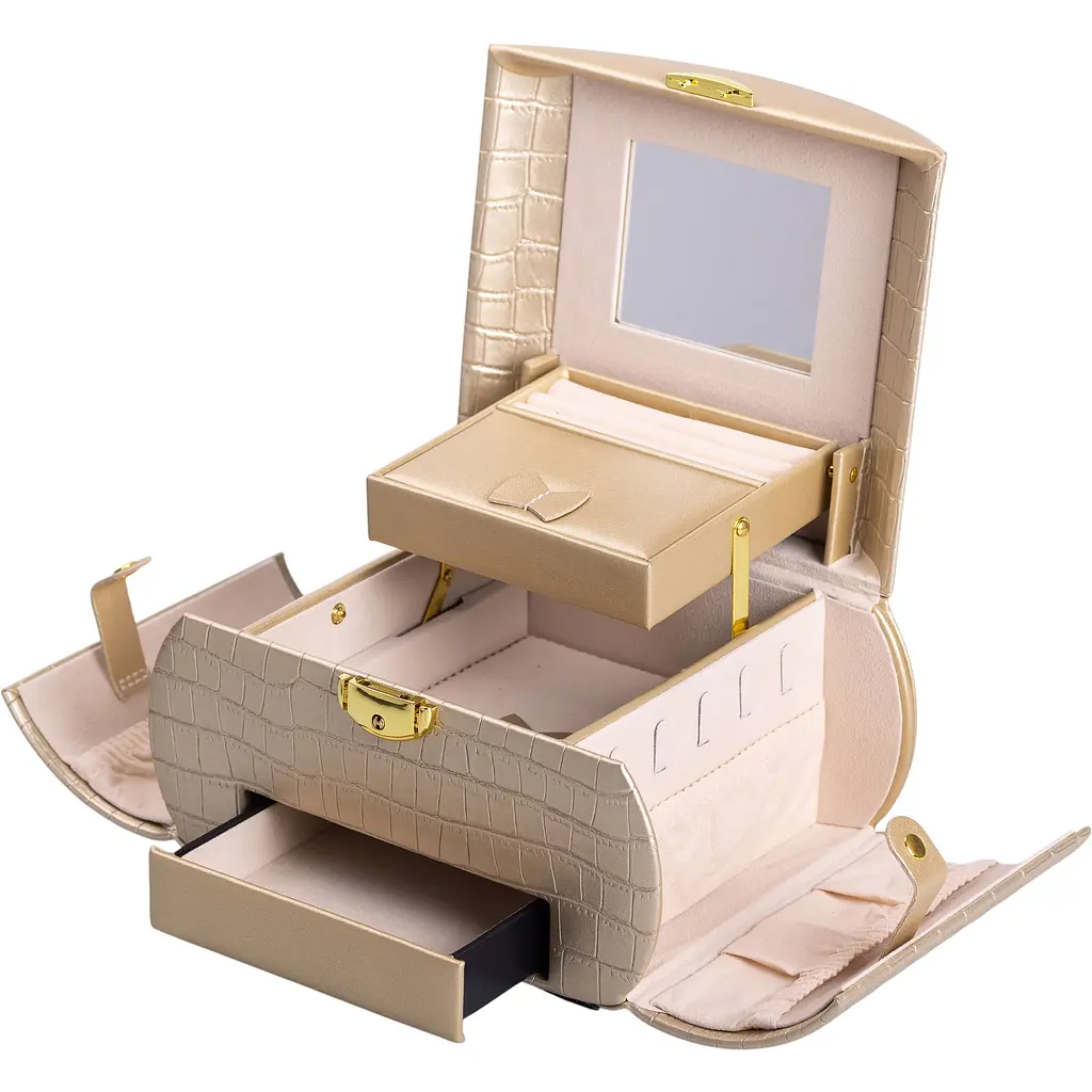 Кейс-органайзер Yiwu для прикрас із защіпкою 24x17x18 см золотистий HP-5-21GOLD - фото 8