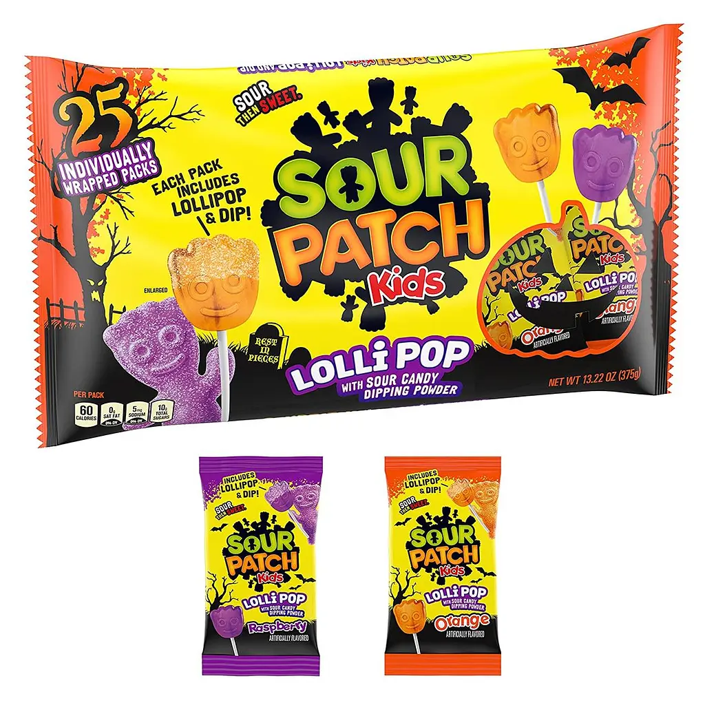 Набір льодяників з кислою посипкою Sour Patch Kids Lollipops 300g - 20 шт - фото 2