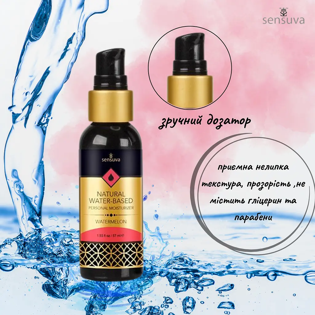Змазка Sensuva Natural Water-Based Watermelon на водній основі 57 мл (ROZ6501053484) - фото 2
