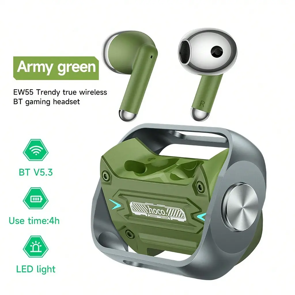 Беспроводные наушники Hoco EW55 TWS gaming headset |BT5.3, 30/300mAh, 4h| army-green - фото 2