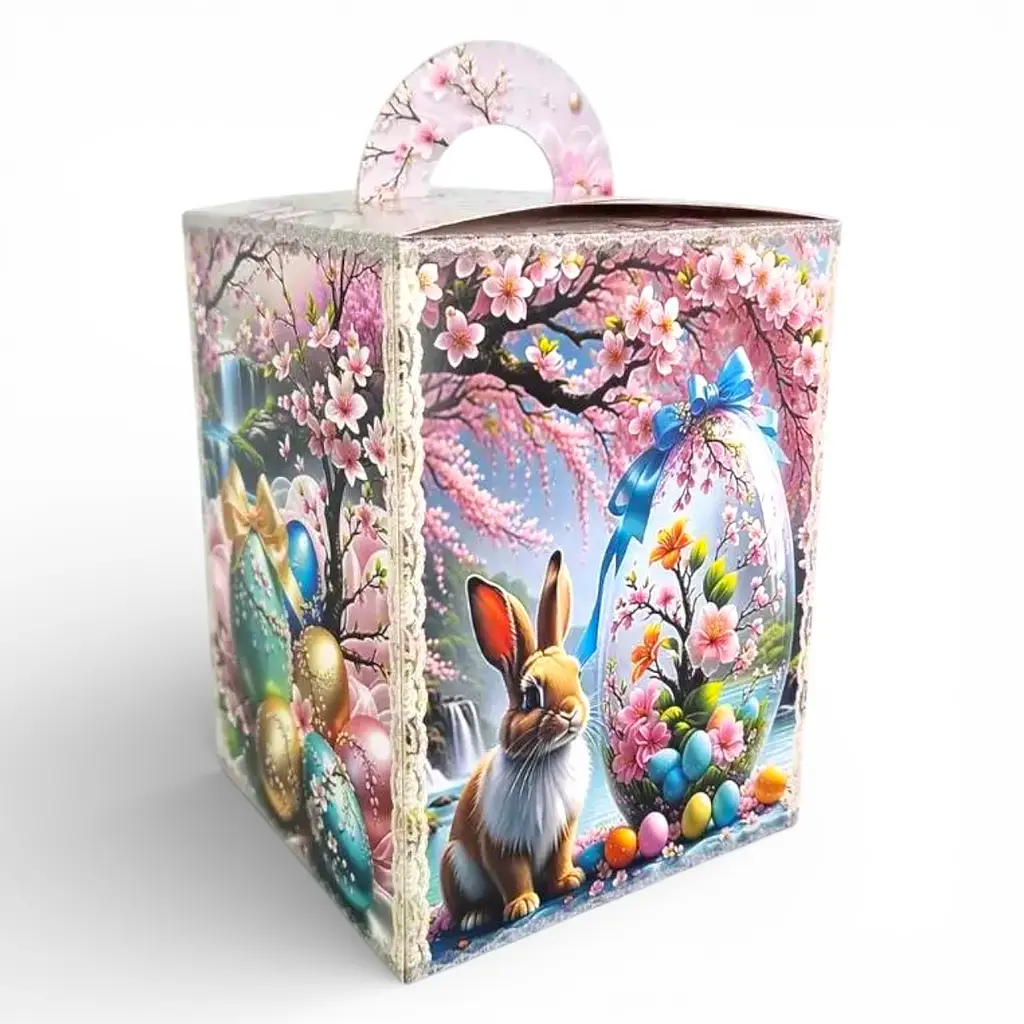 Коробка для великодньої паски з віконцем 14×14×18,7 см, подарункова, на 400 г - фото 2