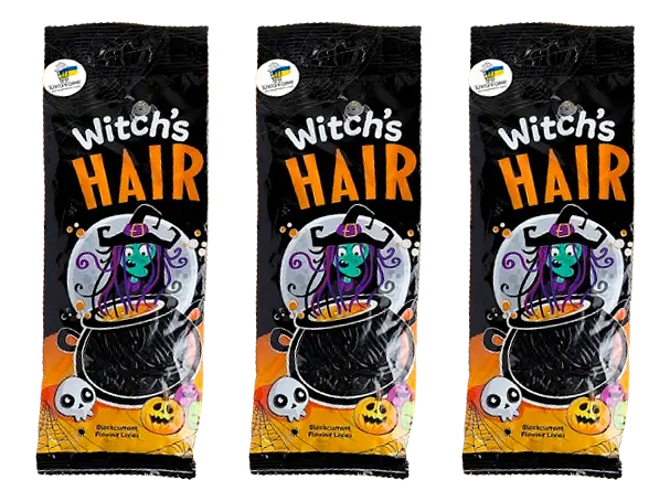 Жувальні цукерки Halloween Witch's Hair зі смаком чорної смородини 160 г - фото 3