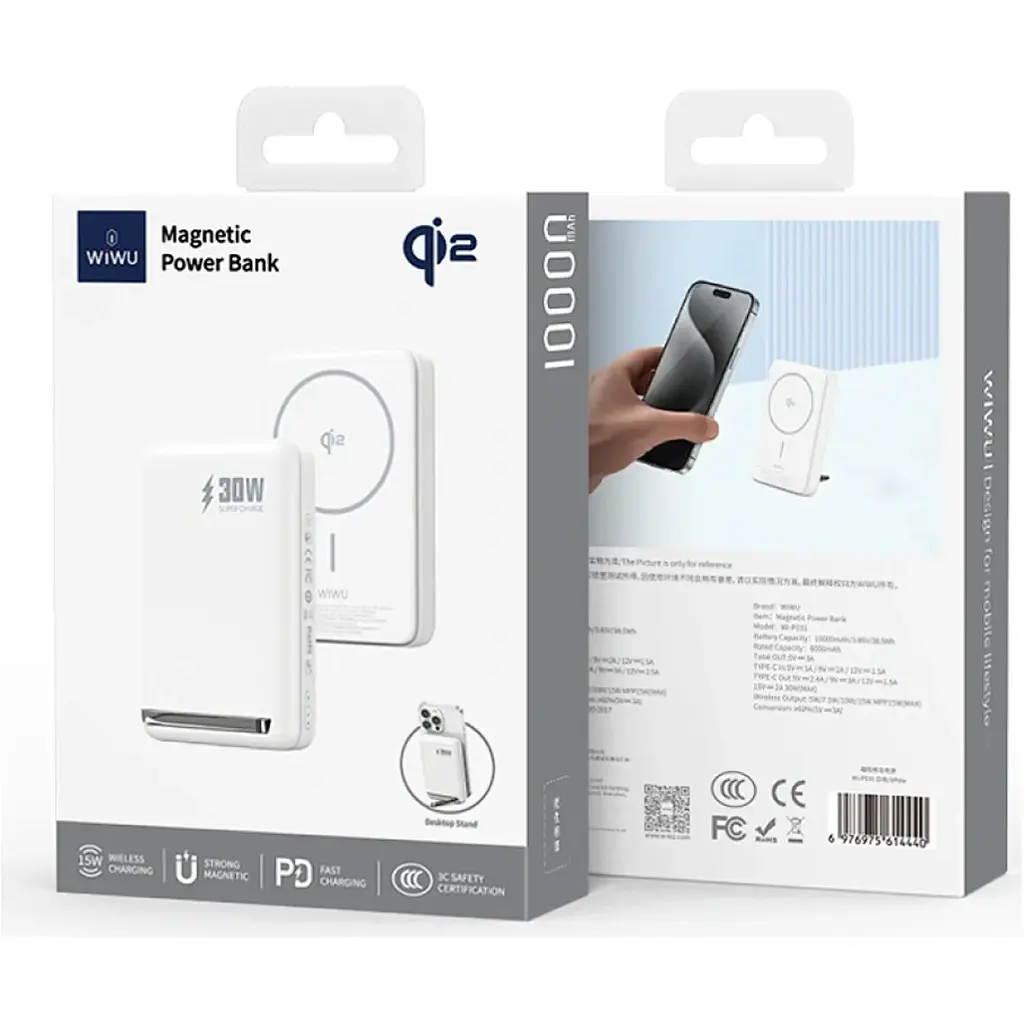 Внешний аккумулятор Wiwu Magnetic Wi-P031 10000mAh White [125058] - фото 8