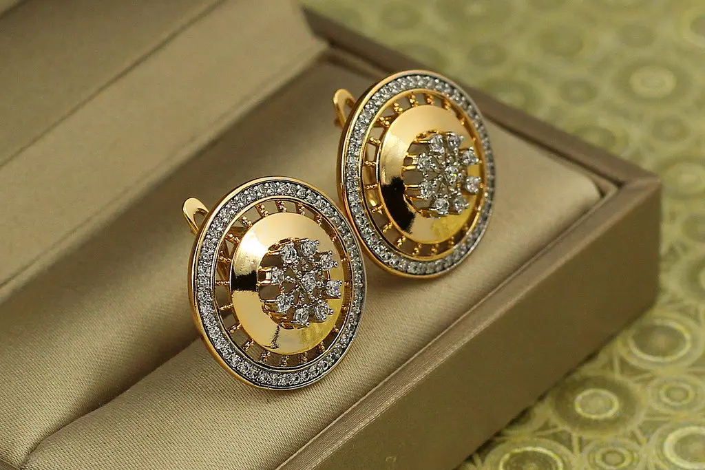 Сережки Xuping Jewelry Чикаго з родієм 2,1 см золотисті - фото 3