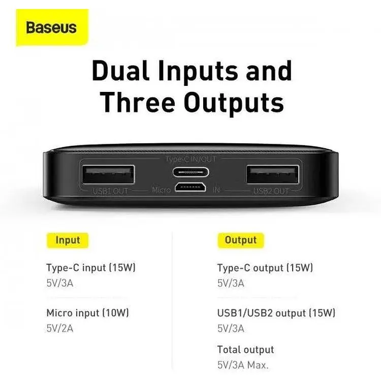 Портативна батарея Baseus Bipow Digital Display 10000 mAh 15W PPDML-I01 Black - фото 7