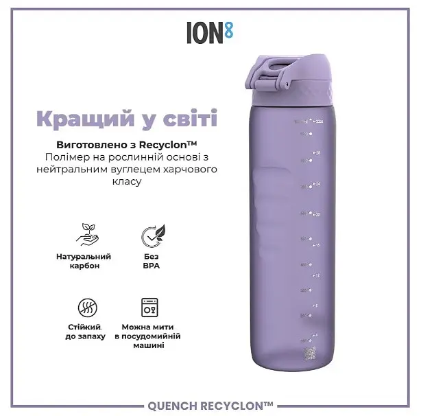 Бутылка для воды ION8 1000 мл (ЭКО бутылка) BPA Free Light Purple (I8RF1000PERI) - фото 6