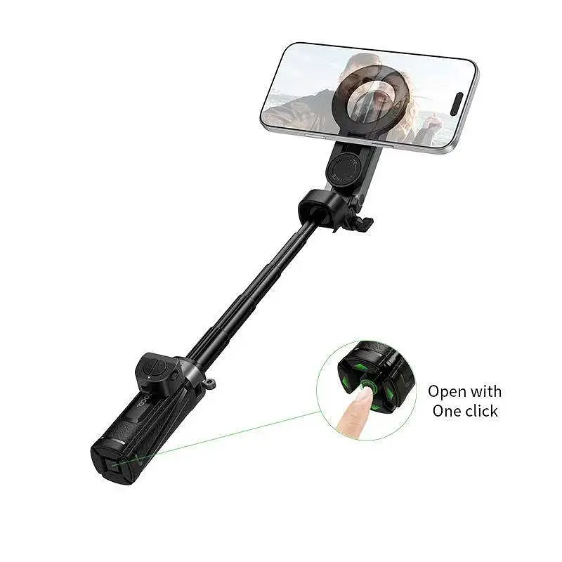 Селфі-монопод HOCO K27 Pro Magic mini live broadcast stand(pull clip+magnetic focusing version) Black (6942007668743) - фото 5