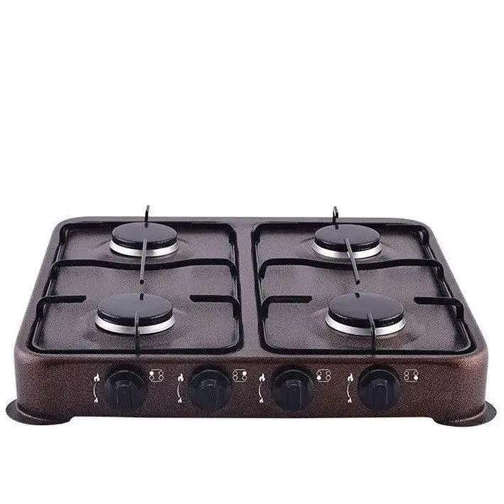 Настільна газова плита на чотири конфорки Domotec MS-6604 газова 0,54 кВт х 4 Коричнева - фото 2