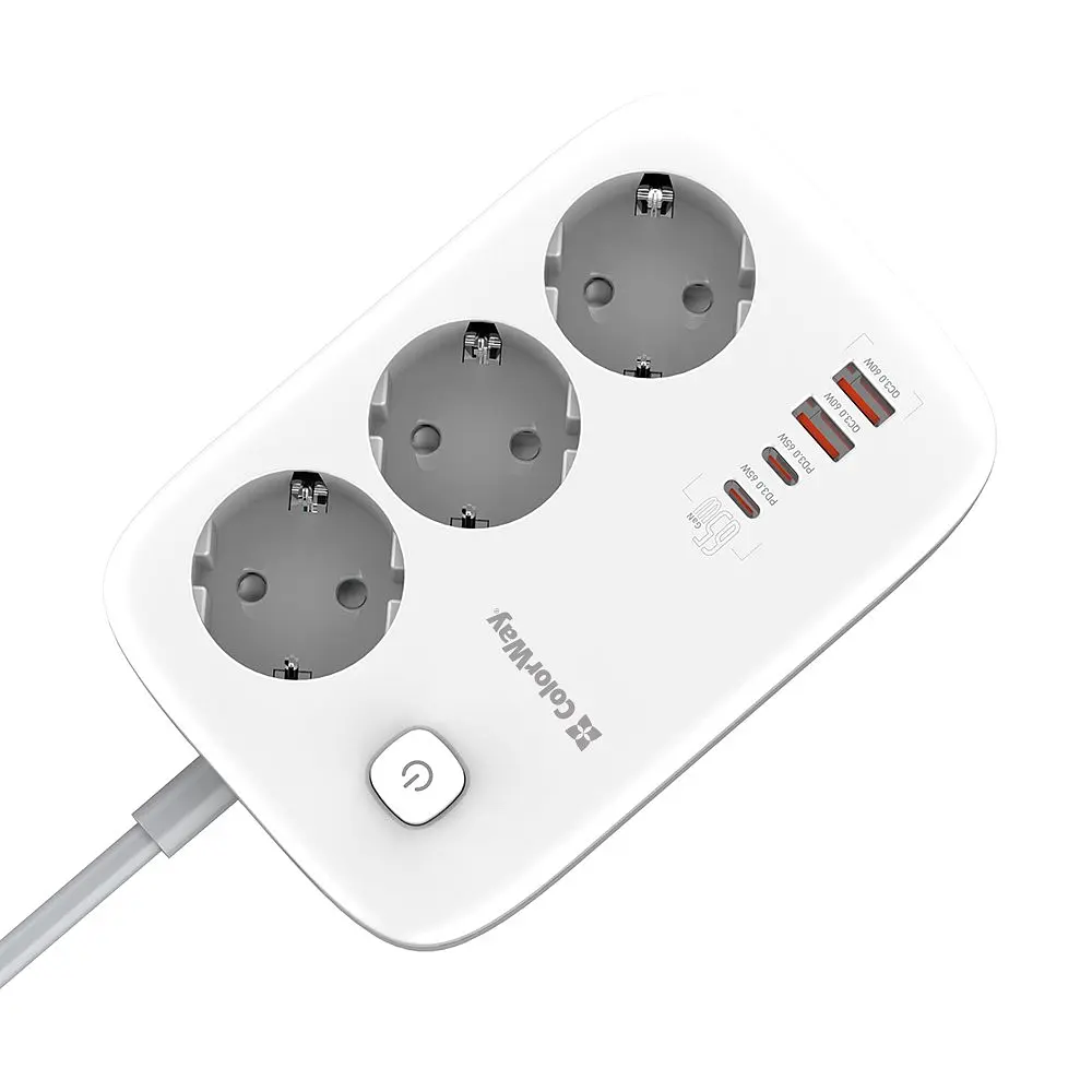 Мережевий фільтр-подовжувач СolorWay 3 розетки/4USB GaN3 Pro PD (2USB-A + 2 TYPE-C) (65W) 2 м (CW-CHE34PDW) - фото 7