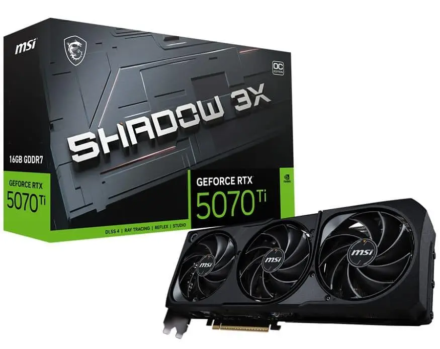 Відеокарта MSI RTX 5070 TI 16G SHADOW 3X OC (RTX 5070 TI 16G SHADOW 3X OC) (GDDR7, 256 bit, PCI-E v5.0 x16) U1 - фото 7