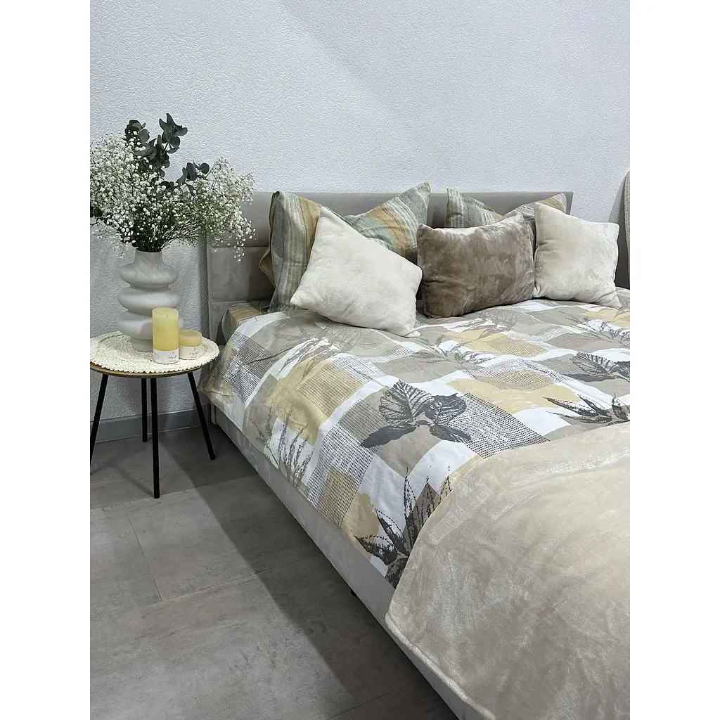Комплект постільної білизни Ecotton двоспальний 2125314 Листя на бежевому (24387) - фото 2