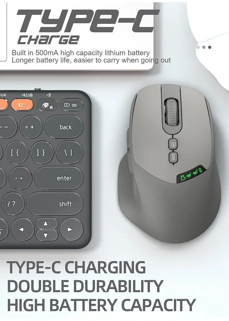 Миша бездротова 2 режимна Apayado T02 Pro Dual Mode Wireless Mouse сіра - фото 4