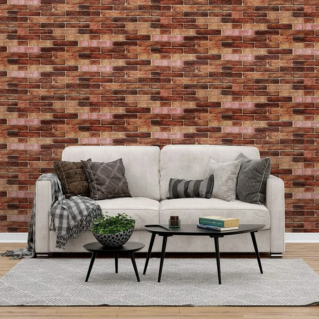 Самоклеюча 3D панель під коричневу цеглу катеринослав Sticker Wall 3080х700х3мм - фото 6