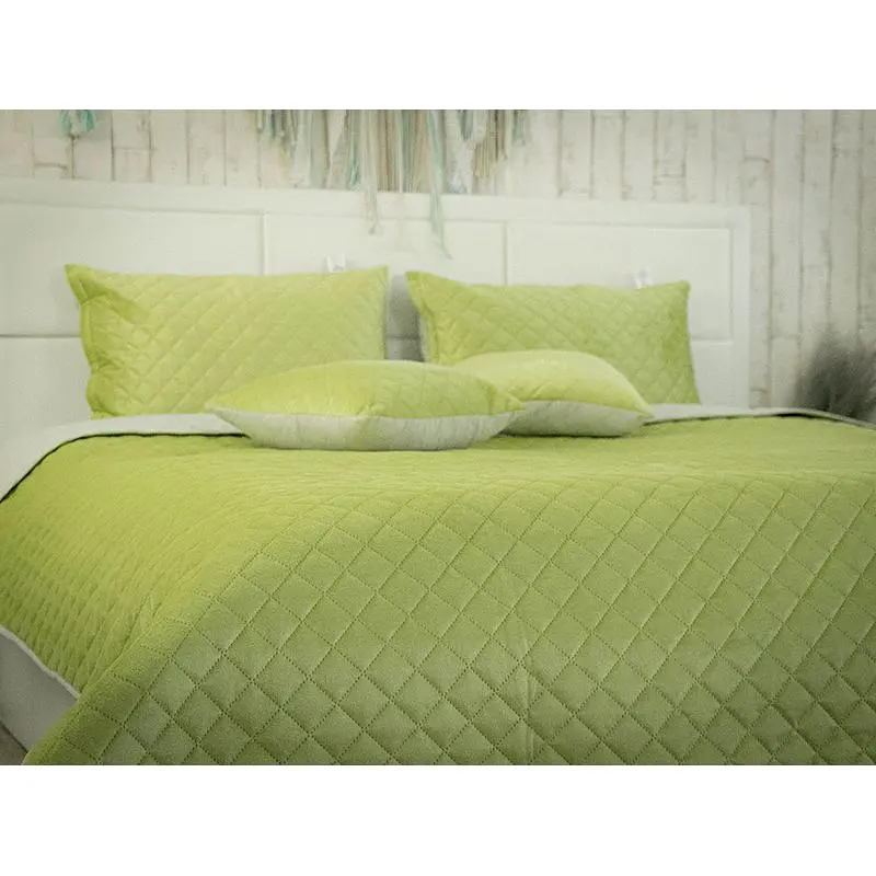 Чохол на подушку Руно 50х70 см велюровий оливковий (382.55_Olive Green ромб) - фото 5