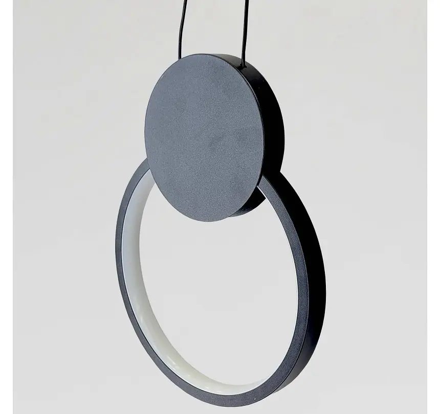 Одинарний чорний LED-підвіс Artlight 8207BBK із круглим світловим кільцем і диском - фото 3