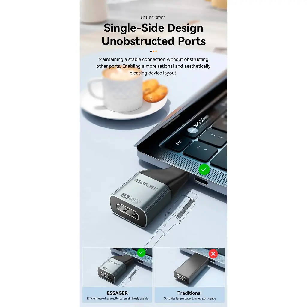 Перехідник HDMI F to USB-C M 4K60Hz Essager (EZJHD60-MJ0G-P) - фото 5
