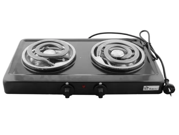 Електроплита Domotec MS-5822 спіральна настільна плита на 2 конфорки 2000 Вт  Чорний - фото 2