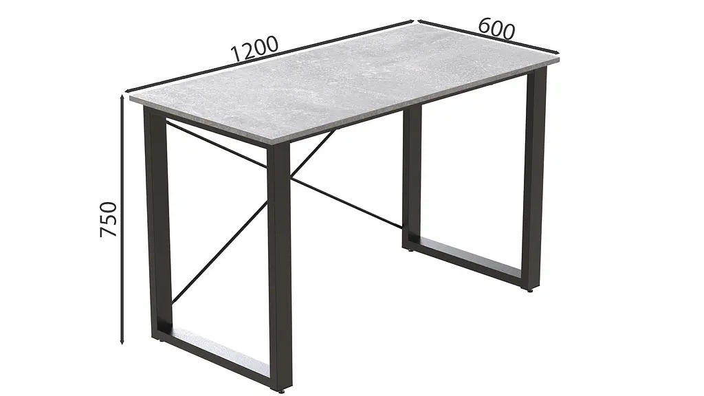 Письмовий стіл Ferrum-decor Драйв 750x1200x600 Чорний метал ДСП Бетон 16 мм (FRD-103114) - фото 6